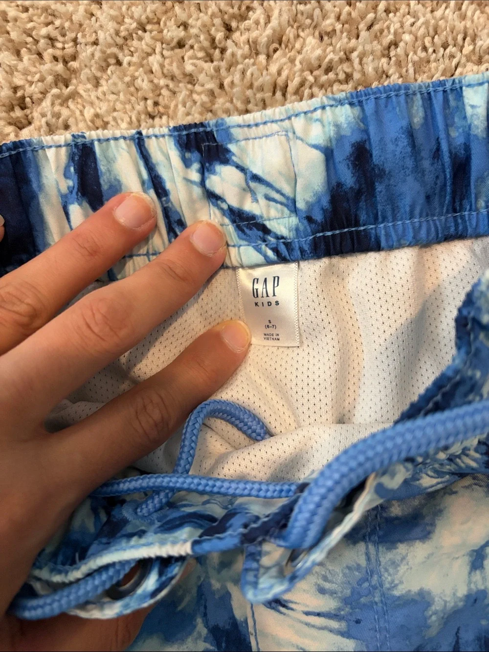 2 GAP Blue and White Tie-Dye Athletic Shorts